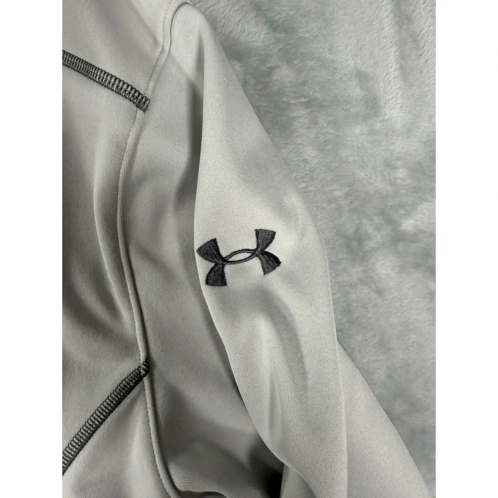 Under Armour Sweater Mens XL Grey 1/4 Zip Fleece Lined Pullover Logo‎